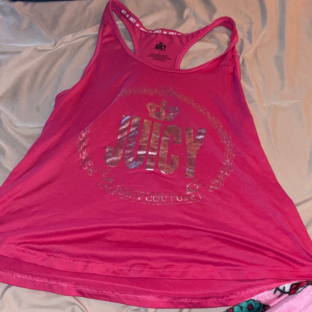 Juicy Couture Hot Pink Racerback Tank With Metallic Logo